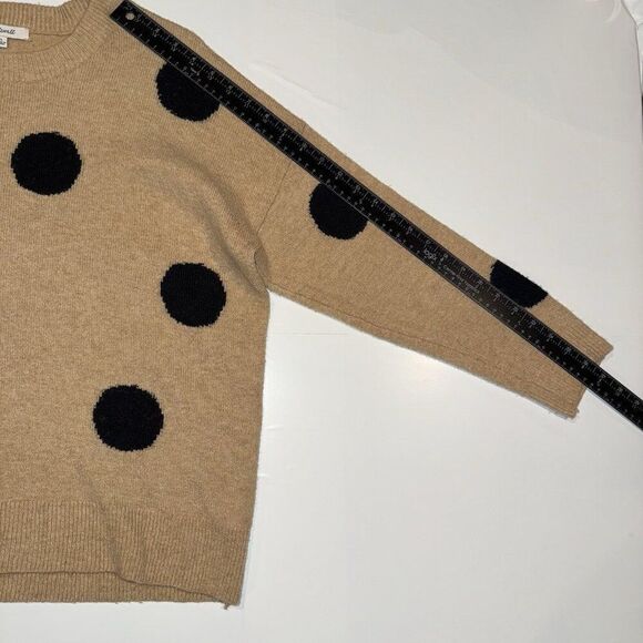 Madewell Dot Graystone Long Sleeve Pullover Sweater Tan Black Womens Size Large - Picture 3 of 6